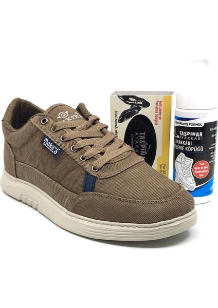 Ortopedik Tabanlı Yazlık Erkek Keten Rahat Spor Ayakkabı Bakım Setli Dikişli Taban