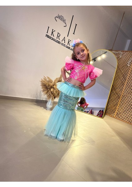 Pembe Kız Çocuk Deniz Kızı Kostümü, Yeni Model, Rüya Gibi Giyim modelleri