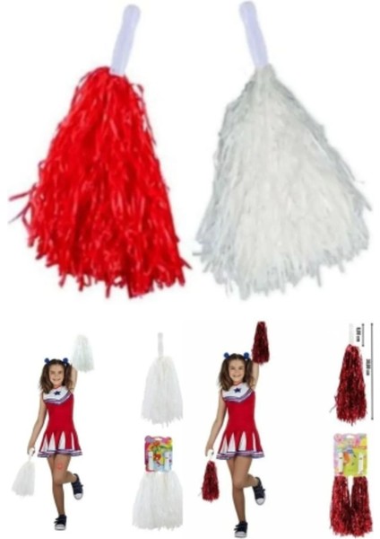 Kırmızı Beyaz Gösteri Ponponu, Şık ve Canlı Dekoratif Aksesuar. fiyatları