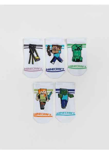 Yeni Sezon Minecraft Desenli Erkek Cocuk Patik Corap 5'li - S5Q282Z4