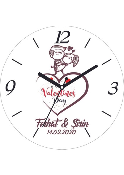 14 Şubat Bizim Için Var Tatlım Bombeli Gerçek Cam Duvar Saati