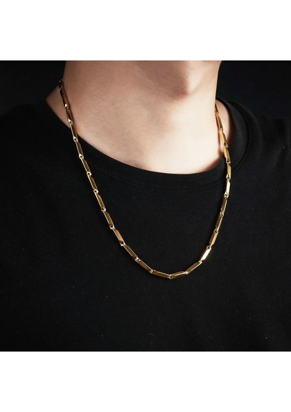Çelik Kolye Titanyum Melon Düz Model 2 mm 60 cm Altın Sarısı Gold