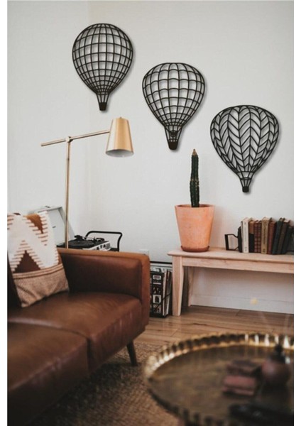 Siyah Uçan Balon Duvar Dekoru 3'lü Set, Şık ve Eğlenceli Oda Dekorasyonu.