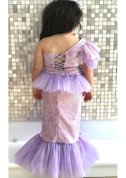 Mor Deniz Kızı Temalı Kız Çocuk Elbisesi, Doğum Günü ve Kutlama Için Renkli Seçenek fırsatları