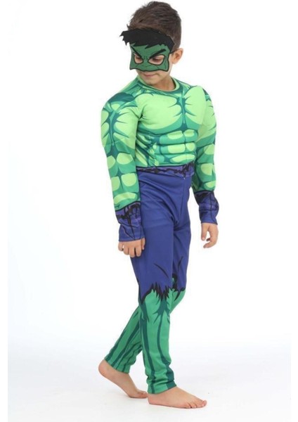 Yeşil Kaslı Erkek Çocuk Kostümü, Eğlenceli ve Renkli Tasarım