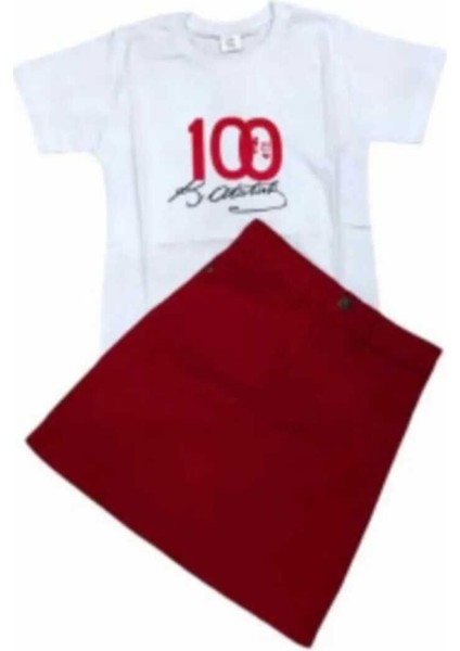 Kız Çocuk 23 Nisan ve 29 Ekim 100. Yıl Tişörtü ve Keten Tekstil, Kahverengi Renk Seçeneği