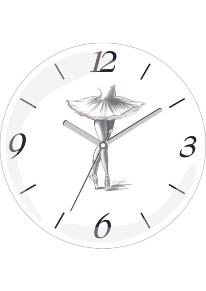 Balerin Sessiz Akar Bombeli Gerçek Cam Duvar Saati