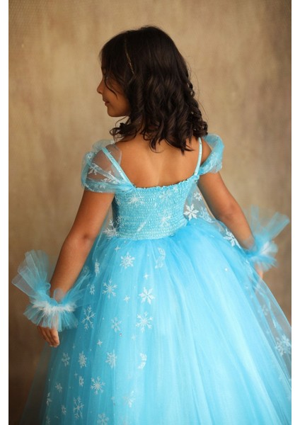 Mavi Elsa Frozen Temalı Elbise, Karlar Kraliçesi Tarzında Çocuk Kıyafeti fırsatları
