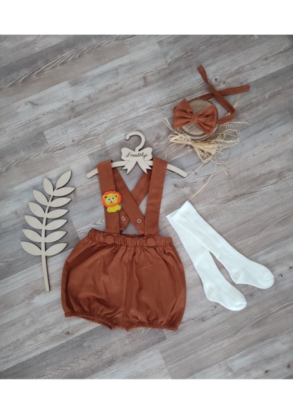 Taba Erkek Bebek Salopet, Papyon ve Çorap Takımı, Safari Temalı, Renkli ve Şık
