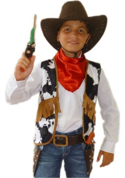 Unisex Çocuk Kovboy Yeleği, Şık ve Rahat Kahverengi Tasarım