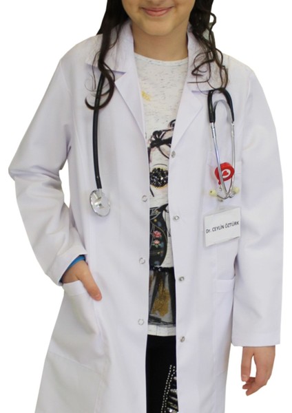 Uniseks Çocuk Doktor Önlüğü, Beyaz, Rahat ve Şık Tasarım.
