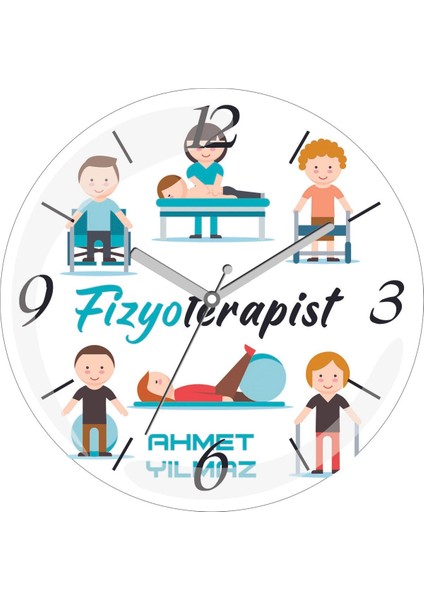 Kişiye Özel Masaj Fizyoterapist Çap 30 Bombeli Gerçek Cam Duvar Saati