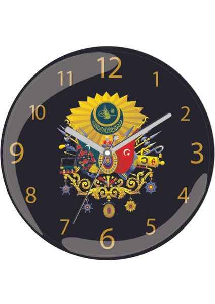 Kişiye Özel Osmanlı Devlet Nişanı Bombeli Gerçek Cam Duvar Saati