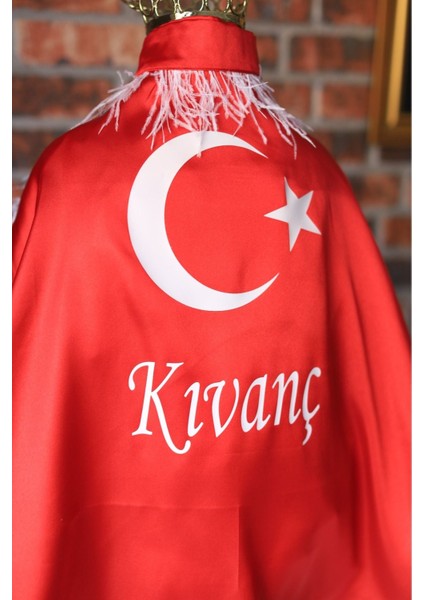 Kına Pelerini ve Eldiveni Seti, Kırmızı, Kişiye Özel Isim Baskılı, Tüylü, Ay Yıldızlı fiyatları