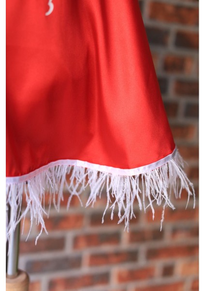 Kına Pelerini ve Eldiveni Seti, Kırmızı, Kişiye Özel Isim Baskılı, Tüylü, Ay Yıldızlı fırsatları