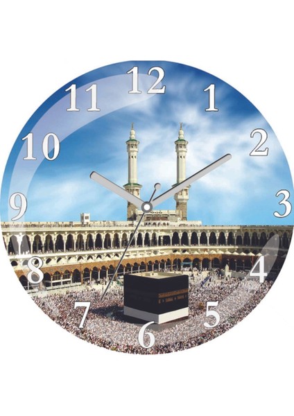 Kabe Dini Islam Hac Umre Sessiz Bombeli Gerçek Cam Duvar Saati