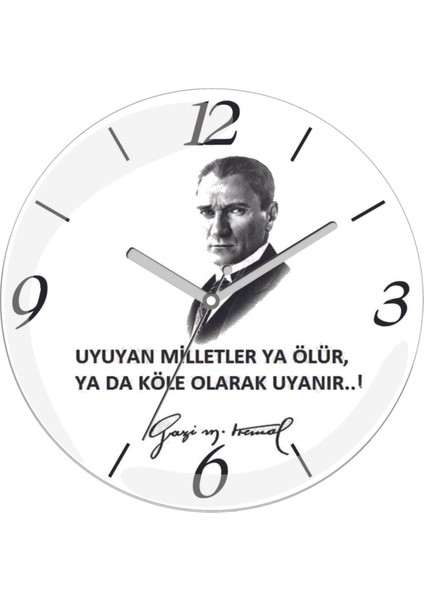 Atatürk Sessiz Bombeli Gerçek Cam Duvar Saati