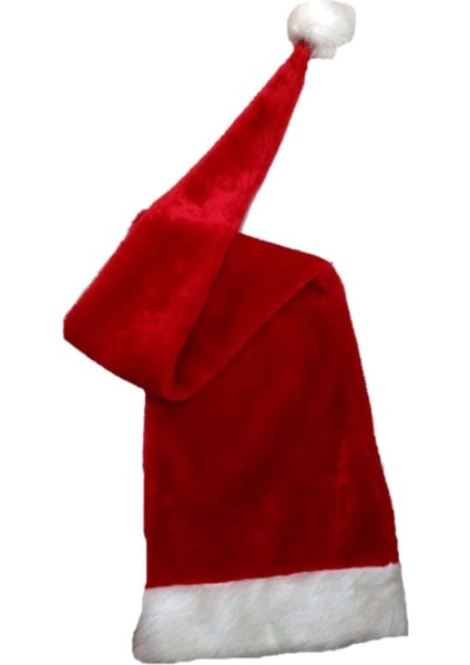 Kırmızı Uzun Polar Noel Baba Şapkası 100 Cm, Sıcak ve Şık Tasarım