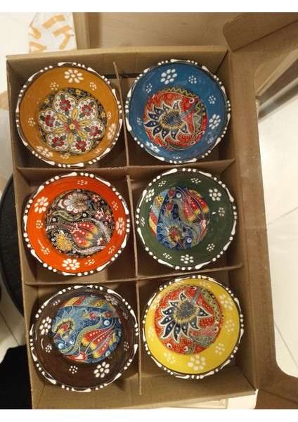 6'lı Seramik Çerezlik ve Sosluk Takımı, Çini Desenli, Şık Sunumlar Için fiyatları