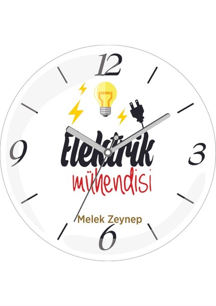 Kişiye Özel Elektrik Mühendisi Çap 30 Bombeli Gerçek Cam Duvar Saati