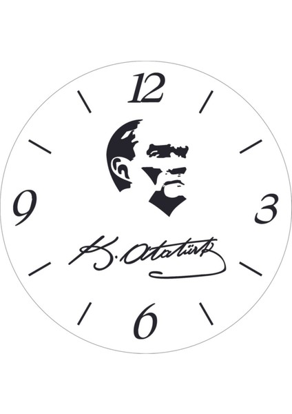 Kemal Atatürk Imza Sessiz Akar Bombeli Gerçek Cam Duvar Saati