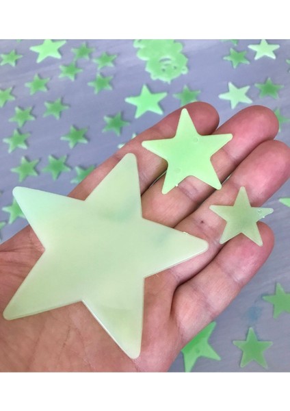 50 Fosforlu Yıldız Seti, Karanlıkta Parlayan Stickerler, Renkli ve Eğlenceli Dekorasyon fırsatları