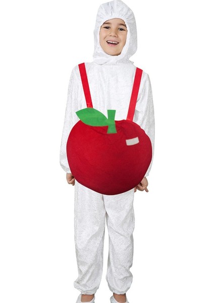 Sevimli Çocuk Elma Kostümü, Rahat ve Şık, Beyaz Renk Seçeneğiyle.
