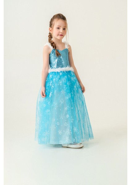 Kabarık Mavi Kız Çocuk Elbise, Buz Kraliçesi Kostüm, Eğlenceli ve Renkli Tasarım fırsatları