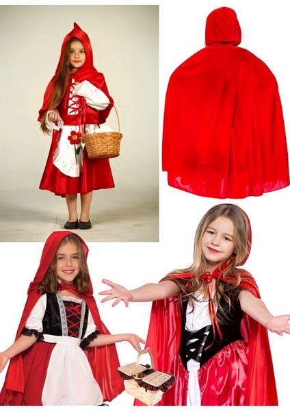 Kırmızı Başlıklı Kız Pelerini ve Şapka, 90 Cm, Cadılar Bayramı ve Doğum Günü Için fiyatları
