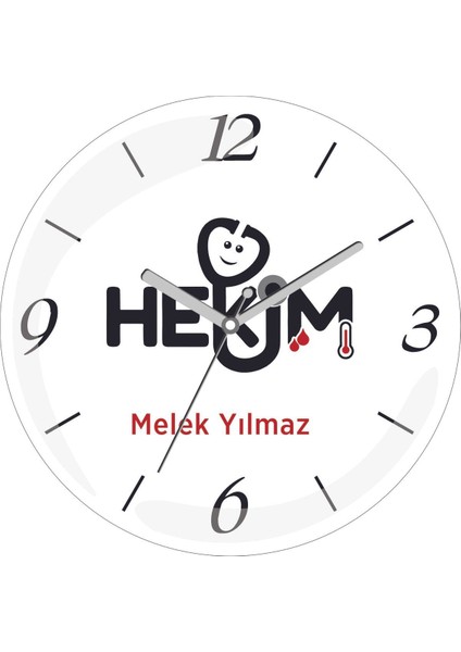 Kişiye Özel Hekim Aile Çap 30 Bombeli Gerçek Cam Duvar Saati