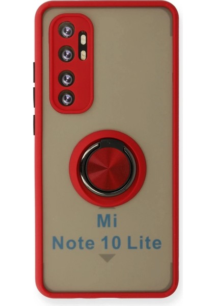 Xiaomi Mi Note 10 Lite Kılıf Montreal Yüzüklü Silikon Kapak - Kırmızı
