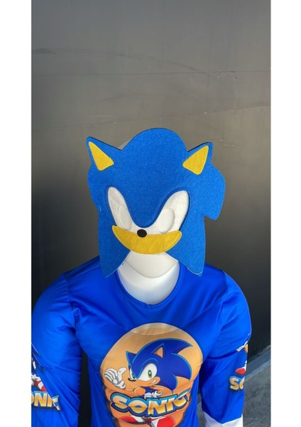 Mavi Sonic Kaslı Çocuk Kostüm 3-10 Yaş Için Eğlenceli ve Renkli Alternatif