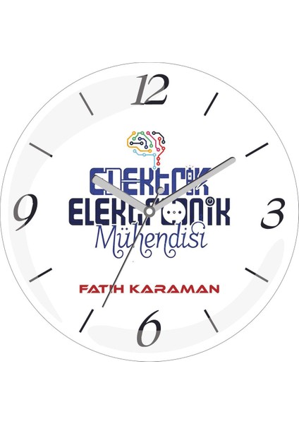 Kişiye Özel Elektrik Elektronik Mühendisi Çap 30 Bombeli Gerçek Cam Duvar Saati