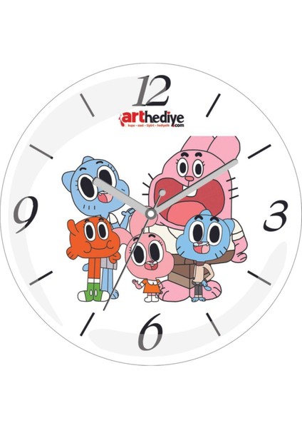 Gumball Sessiz Akar Bombeli Gerçek Cam Duvar Saati