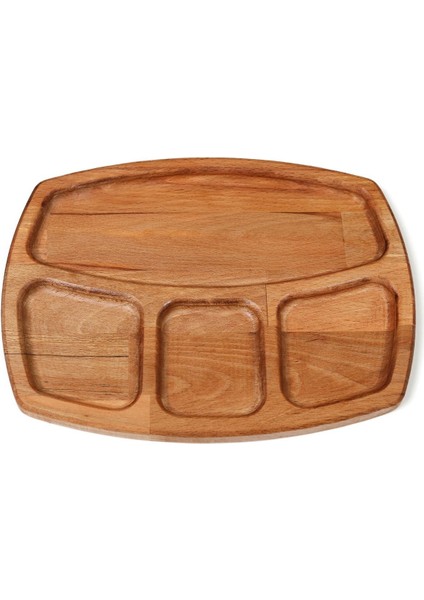 4 Bölmeli Ahşap Sunum Tepsisi, 30X23 Cm, Kahvaltılık ve Ikramlık Için Ideal fiyatları