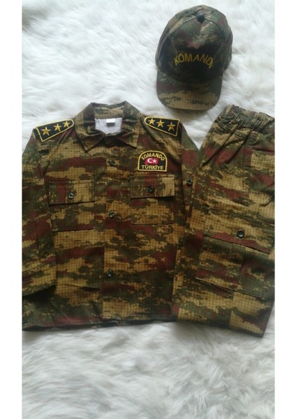 Erkek Çocuk Kahverengi Asker Takımı, Şık ve Rahat 3'lü Set