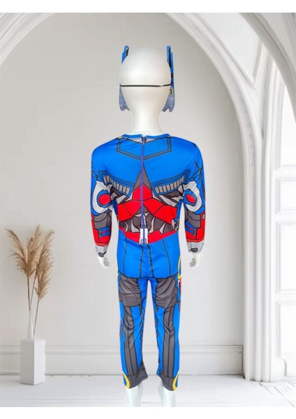 Çocuk Transformer Temalı Renkli Kostüm, Tulum ve Maske, 3-8 Yaş Için Ideal Seçim