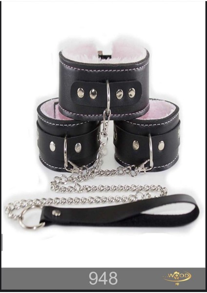 Siyah Kadın Kelepçe Seti, Boyun ve El Bileği Için Şık ve Rahat Tasarım