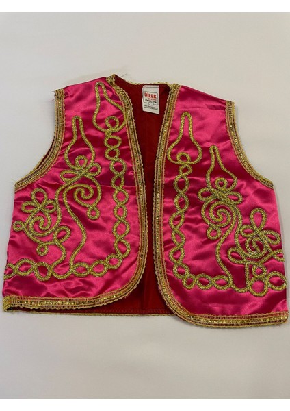 23 Nisan Kız Çocuk Folklör Nakışlı Pembe Yelek