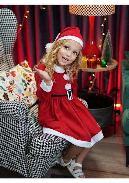Kız Çocuk Noel Kostümü, Kırmızı, Sevimli ve Renkli Parti Kostümü fiyatları