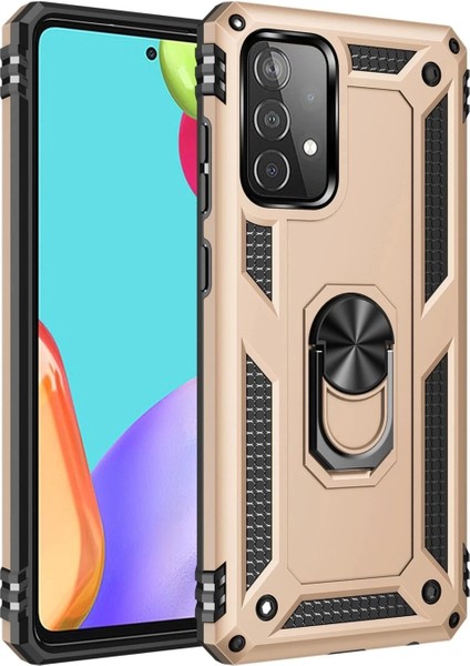 Samsung Galaxy A33 5g Kılıf Sofya Yüzüklü Silikon Kapak - Gold