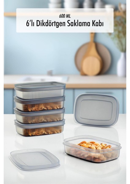 Turuncu 6'lı Saklama Kabı ve Kahvaltılık Seti, 600 ml Kapasiteyle Pratik Kullanım