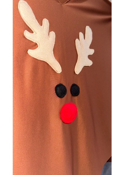 Kahverengi Yılbaşı Geyik Pelerin, Şık ve Sevimli Yılbaşı Temalı Aksesuar modelleri