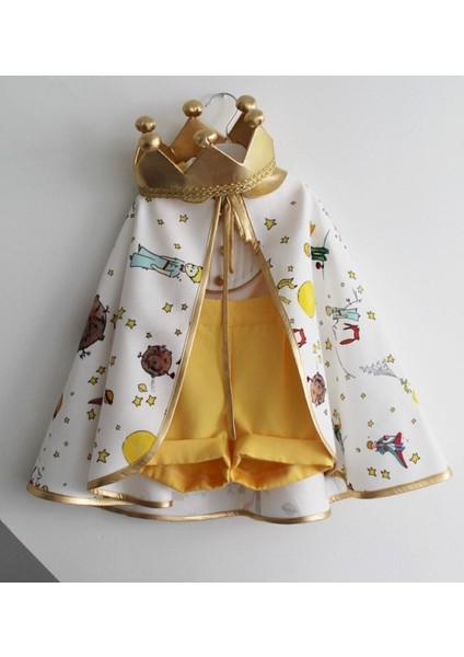 Beyaz Küçük Prens Pelerin ve Taç Seti, Çocuklar Için Eğlenceli ve Şık Oyun Aksesuarı fiyatları