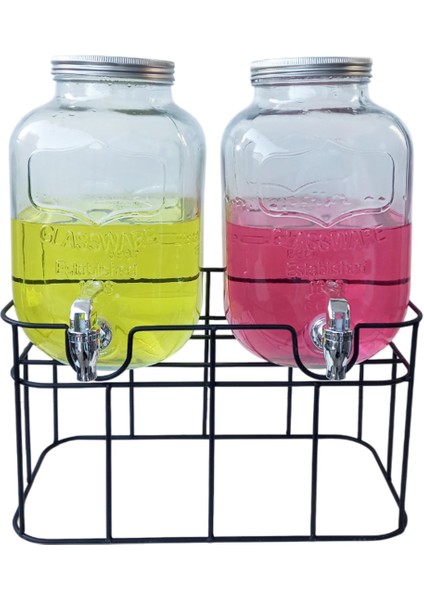 Cam Sebil, Şerbetlik, Yağdanlık Musluklu 5+5 Litre