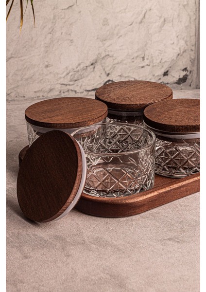 8'li Kare Ahşap Kapaklı Çok Amaçlı Cam Kavanoz Seti, 235 ml fiyatları