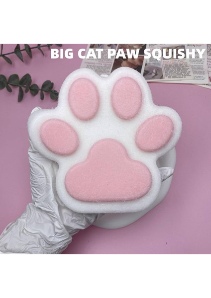 1 Adet Dev Boy Tüylü Kedi Patisi Squishy Oyuncağı Sukuşi (14X14CM)