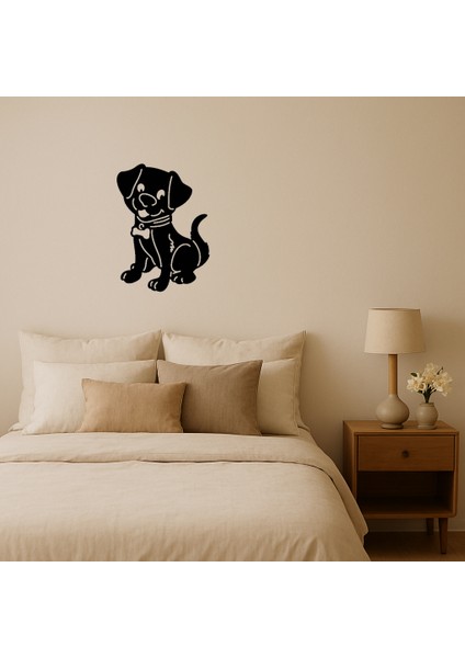 Altın Kemik Tasmali Köpek Dekoratif Mdf Tablo - TOA2281-6325