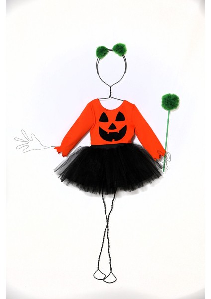 Turuncu Kabak Kostüm Üst ve Etek Seti, Eğlenceli ve Rahat Tasarım