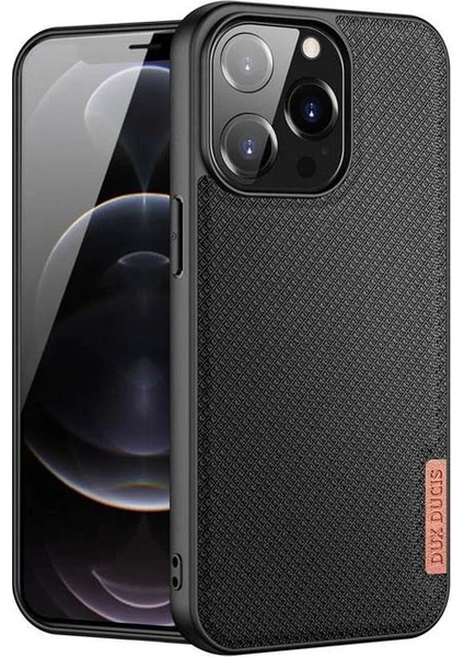 Dux Ducis Fino Serisi iPhone 13 Pro Max Kılıf Premium Dokuma Silikon KILIF-(1903)